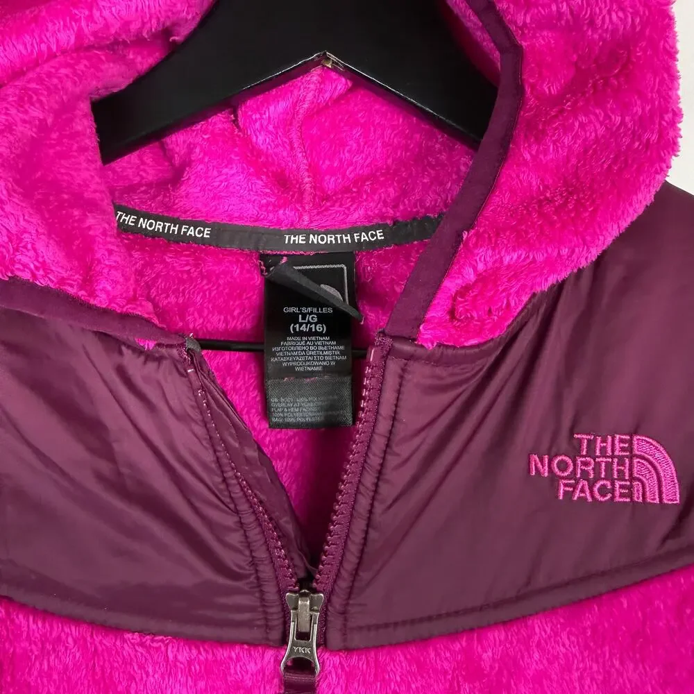 The North Face Girls Oso Fleece Jacket Fuchsia Pink Plush - L 14 16